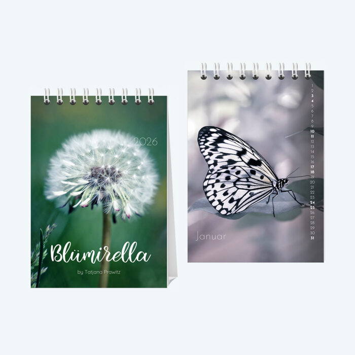 Tischkalender 2026, Edition "Blümirella", Größe DIN A6, Spirale, zu kaufen im Bildershop Kalender