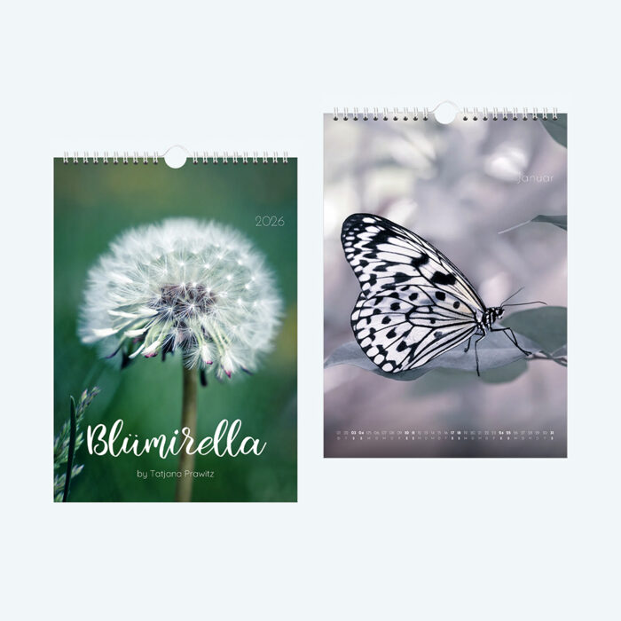 Wandkalender 2026, Edition "Blümirella", Größe DIN A4 oder DIN A3, Spirale, zu kaufen im Bildershop Kalender